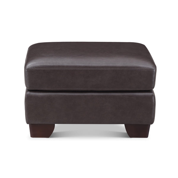 English Elm Alice Brown Leather Ottoman with Pocket Coil Cushioning, Feather-Down Comfort & Kiln-Dried Frame B2705P338110