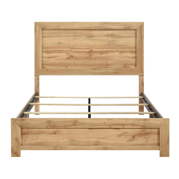 English Elm Natural Rustic Queen Bed Frame with Durable Melamine Finish, Easy Assembly Bed-in-a-Box, Modern Retreat Natural 61 L x 33.5 W x 6.5 H B011P365546