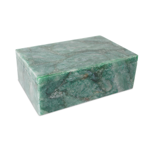 Green Aventurine Box - Handcrafted Decorative Stone Storage with Unique Color Variations & Sheen