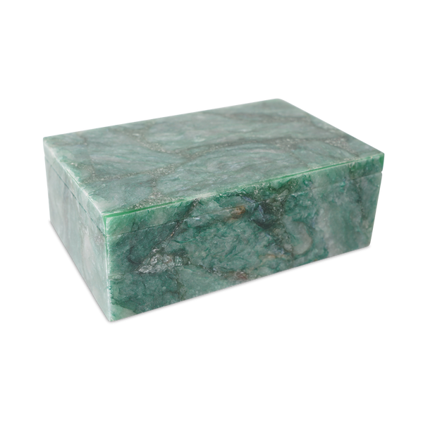 Green Aventurine Box - Handcrafted Decorative Stone Storage with Unique Color Variations & Sheen