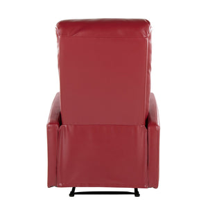 English Elm Dormi Red Faux Leather Contemporary Recliner by LumiSource — Tufted Foam Seat, Manual Recline Comfort B202P223699