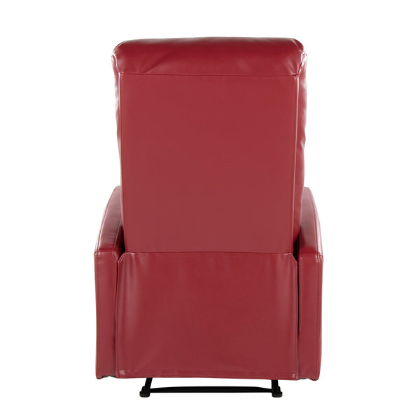 English Elm Dormi Red Faux Leather Contemporary Recliner by LumiSource — Tufted Foam Seat, Manual Recline Comfort B202P223699
