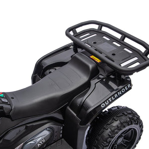 English Elm 24v Dual Motor Kids Atv Ride on with Led Lights Bluetooth Storage Racks Off Road Black W1578P390448