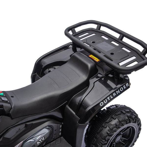 English Elm 24v Dual Motor Kids Atv Ride on with Led Lights Bluetooth Storage Racks Off Road Black W1578P390448