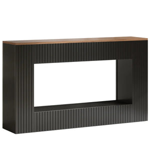 English Elm Coffe Fluted Console Table Walnut Top Mdf Entryway Sofa Back Modern Accent T3971P449793