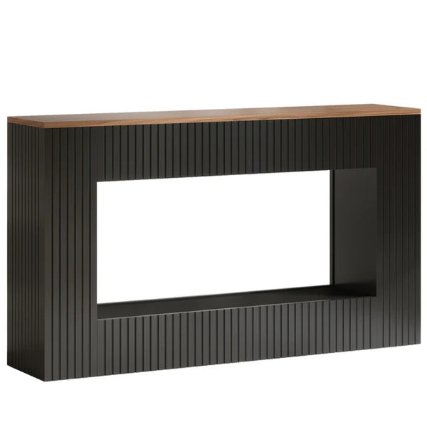 English Elm Coffe Fluted Console Table Walnut Top Mdf Entryway Sofa Back Modern Accent T3971P449793