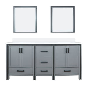 English Elm Dark Grey Double Bath Vanity 72" W With Cultured Marble Top & Soft-Close Drawers, 30" Mirrors Included B2731S00937