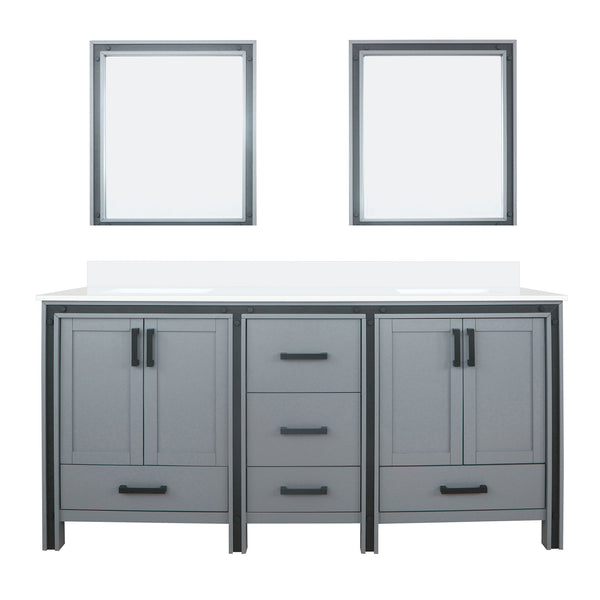 English Elm Dark Grey Double Bath Vanity 72" W With Cultured Marble Top & Soft-Close Drawers, 30" Mirrors Included B2731S00937