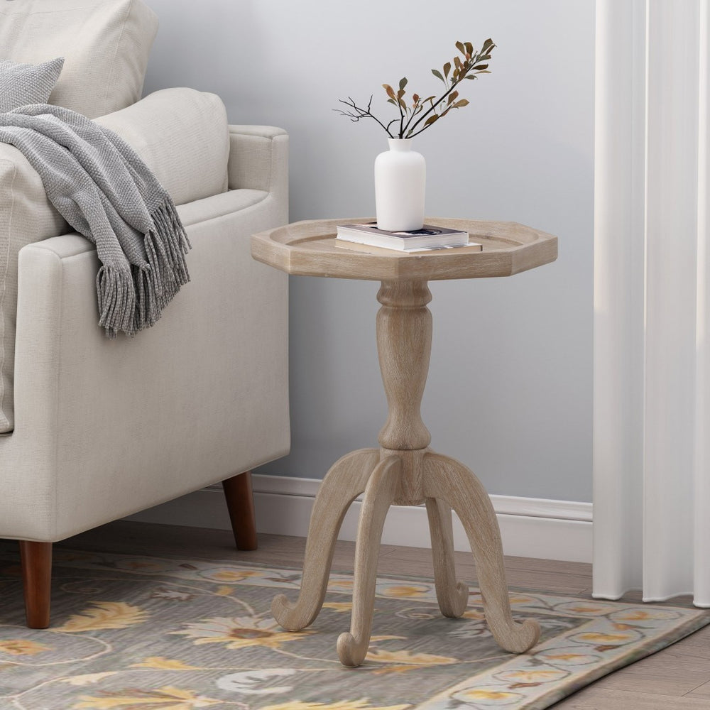 English Elm Accent Table French Country Octagonal Top Spider Leg Base Foyer or Living Room Decor 69814.00NTL