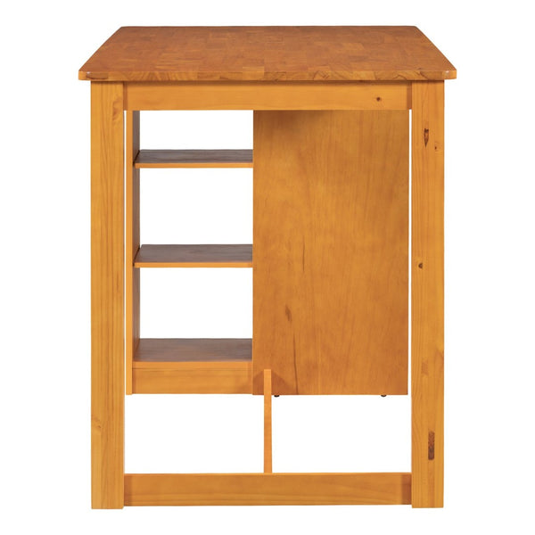 English Elm Topmax 5-Piece Farmhouse Counter Height Dining Table Set With Storage & Upholstered Chairs In Brown N717S000141N-GIGA