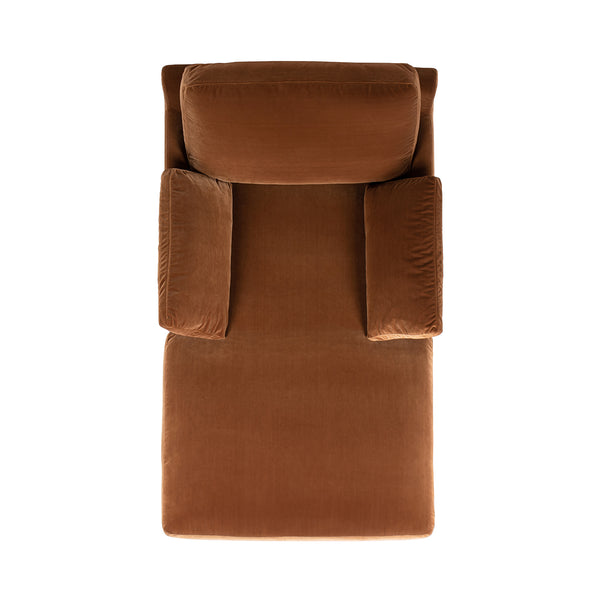 English Elm Jennifer Taylor Home - Pasadena Modern Farmhouse Chaise Lounge Chair - Cozy Burnt Orange Velvet, Eco-Friendly & Stylish B2719P385738