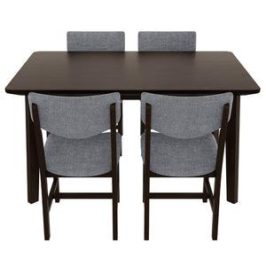 English Elm Rustic Farmhouse Five Piece Dining Set Rubberwood Legs Upholstered Chairs for Kitchen Espresso N752S000089P
