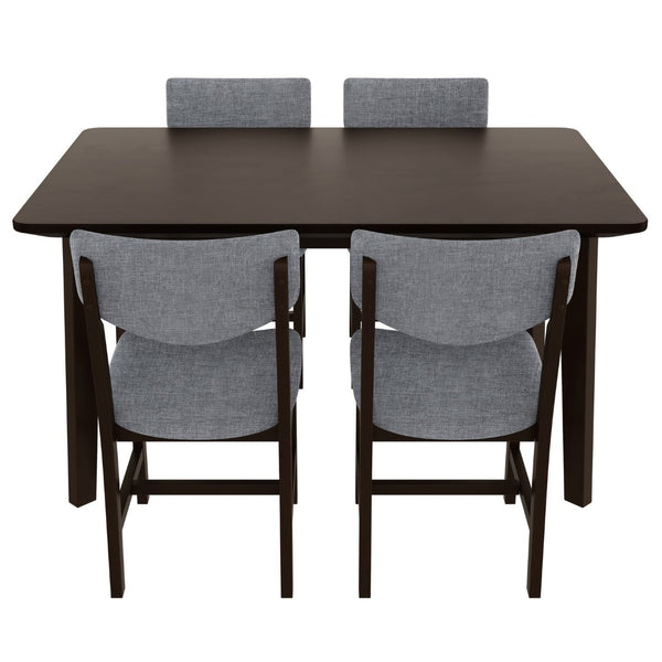 English Elm Rustic Farmhouse Five Piece Dining Set Rubberwood Legs Upholstered Chairs for Kitchen Espresso N752S000089P