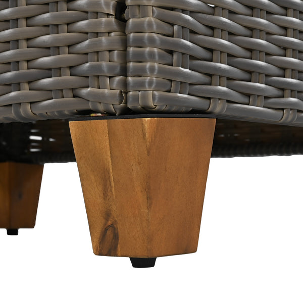 English Elm K&K 8-Piece Wicker Patio Set with 360° Swivel Rockers, Acacia Storage Table, Durable Cushions Beige+Brown N707S000016Z