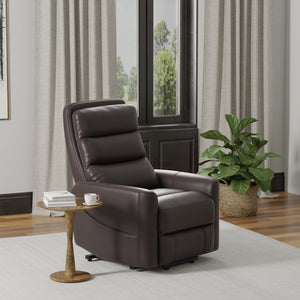 English Elm Faux Power Lift Chair with Premium Faux Leather, USB Charging, Side Pockets & Quiet Motor Recline Dark Brown B339P409526