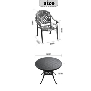 English Elm 5-piece Cast Aluminum Outdoor Dining Set with Ornate Carved Frame and Stackable Chairs W1710S00631