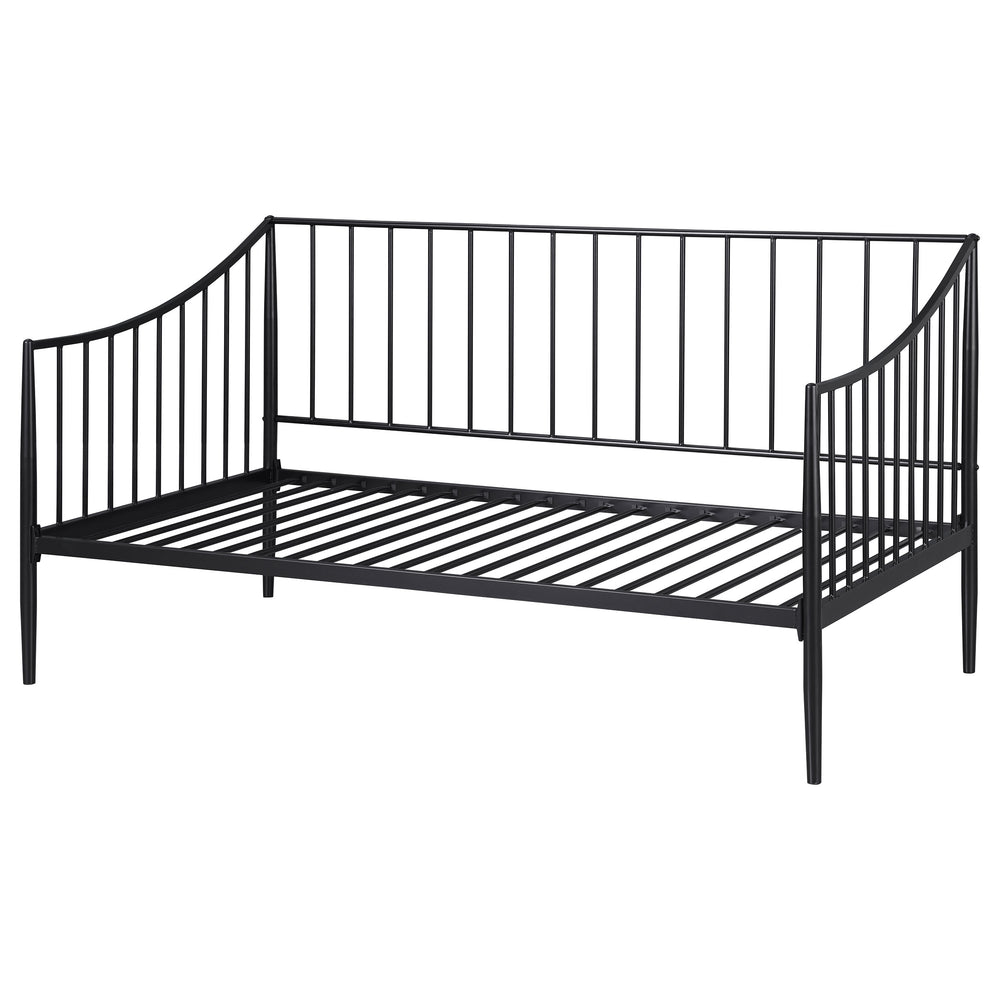 English Elm Jeremy Matte Black Twin Daybed Frame – Powder-Coated Metal, Slim Airy Profile, Sloping Sides & Tapered Posts (Ideal for Kids, Office, Multifunctional Spaces) B062S01354