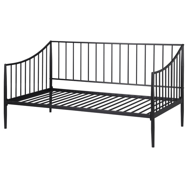 English Elm Jeremy Matte Black Twin Daybed Frame – Powder-Coated Metal, Slim Airy Profile, Sloping Sides & Tapered Posts (Ideal for Kids, Office, Multifunctional Spaces) B062S01354