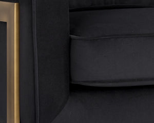 Sunpan Kalmin Lounge Chair - Stylish Deep Seating with Cushioned Back and Rustic Bronze Frame for Comfort Abbington Black