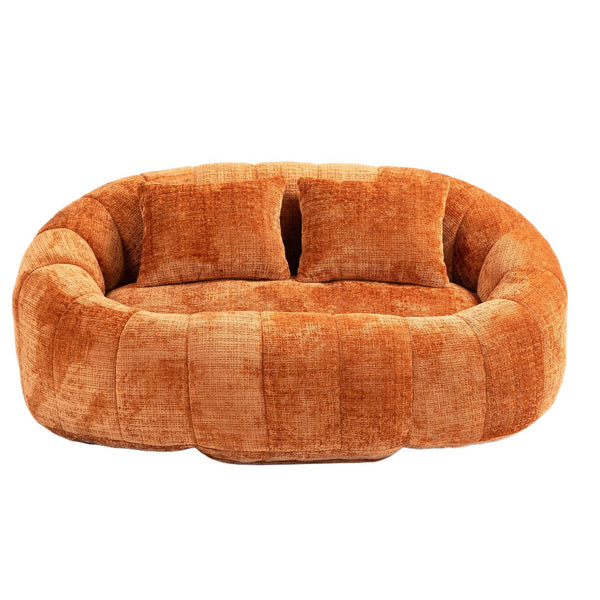 English Elm Bean Bean Bag Sofa High-Density Memory Foam Two-Seater Lounger High Back Chenille Cozy Support Orange W395P181437