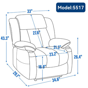 English Elm Up to 350 Lb Chenille Power Lift Recliner with Massage Heat and Charging Ports W1803S00070