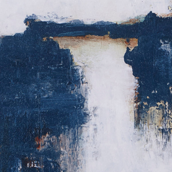 JLA Home INK+IVY - Abstract 5-piece gallery set of framed blue & neutral abstract canvases with gold foil, texture, ready-to-hang MT95C-0036A