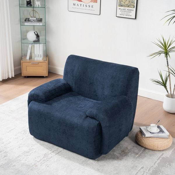English Elm 42" Wide Chenille Stripe Accent Chair Deep Seat Foam Lounge for Bedroom or Apartment Navy W3118P453258