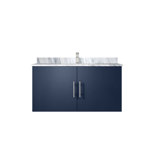 English Elm Navy Blue Bath Vanity With Carrara Marble Top, Chrome Faucet, Soft-Close Storage & Modern Style B2731P258615