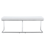 English Elm White Shoe Changing Stool, Silver Metal Legs, Sofa Stool Dining Chair, Suitable For Bedroom ,Fitting Room, Storage Room, Dining Room, Living Room. 005