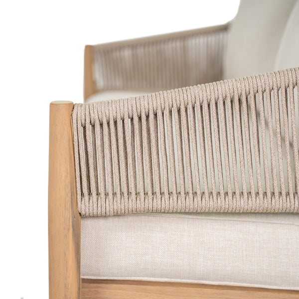English Elm Christopher Knight Home® - Verona Outdoor Acacia Wood Loveseat With Beige Cushion, Handwoven Rope Detail For Stylish Comfort N775P309257A