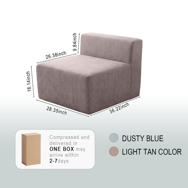 English Elm Cube Velvet Lounge Chair Dense Foam Compact Seat for Bedroom or Studio Apartment W3670P355790