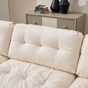 English Elm Modular Cloud Sectional Sofa Flannelette Deep Seat Couch for Living Room with Pillows Beige W2120S00033
