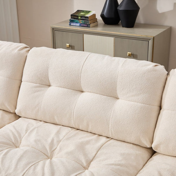 English Elm Modular Cloud Sectional Sofa Flannelette Deep Seat Couch for Living Room with Pillows Beige W2120S00033