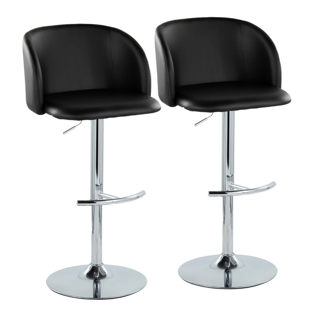 English Elm Adjustable Swivel Barstools with Chrome Base and Faux Leather Seats for Kitchen or Bar Set of 2 B202S01970