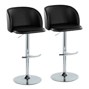 English Elm Adjustable Swivel Barstools with Chrome Base and Faux Leather Seats for Kitchen or Bar Set of 2 B202S01970