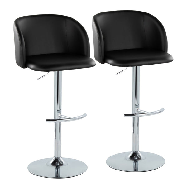 English Elm Adjustable Swivel Barstools with Chrome Base and Faux Leather Seats for Kitchen or Bar Set of 2 B202S01970