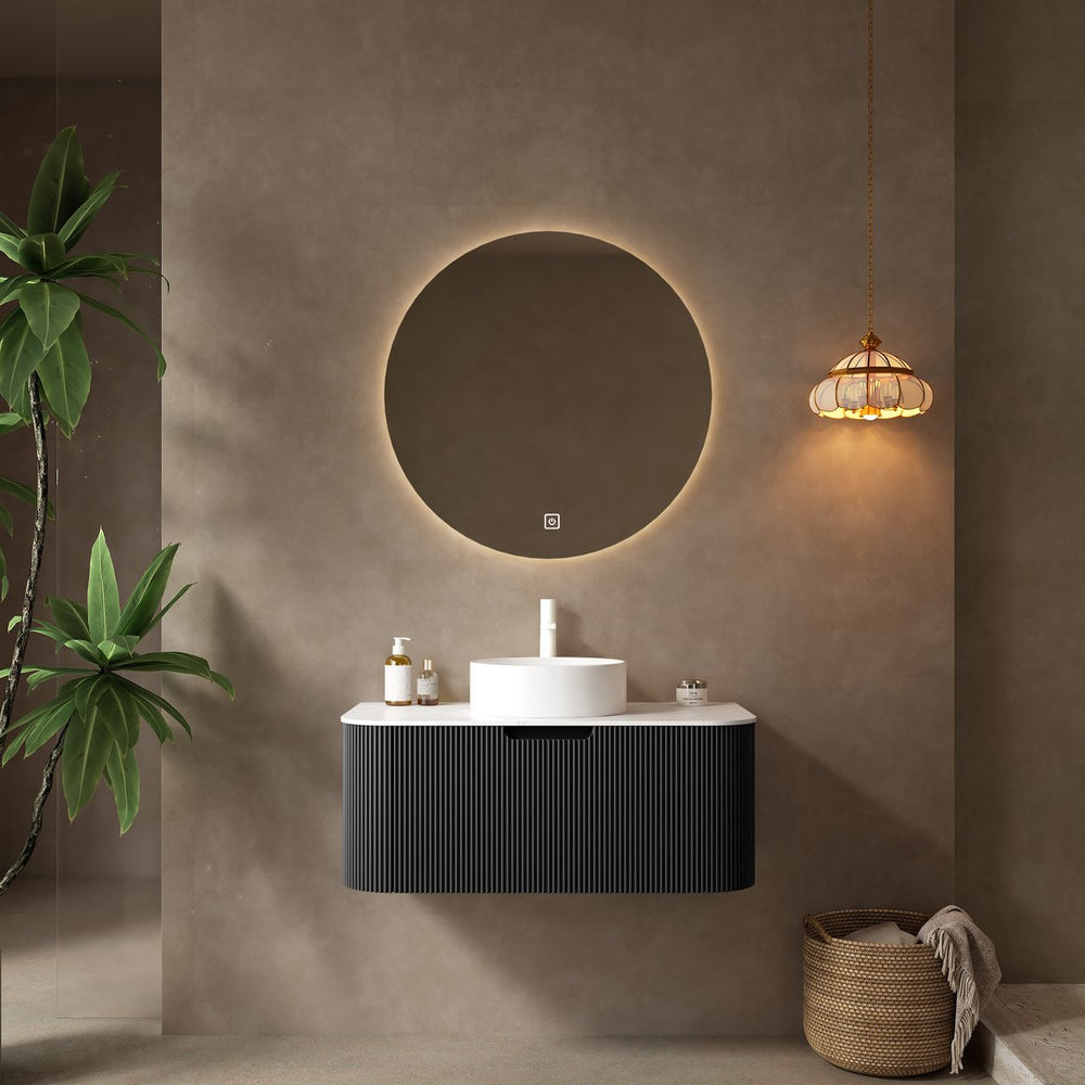English Elm Dina 36" Modern Wall-Mounted Bathroom Vanity With Stylish Round Sink & Pre-Assembled Storage Cabinet W2615S00071