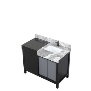 English Elm Black Bath Vanity With Castle Grey Marble Top, Gun Metal Faucet, Soft-Close Drawers & Storage Space B2731P261090