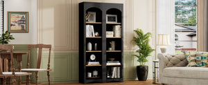 English Elm On-Trend Free Standing 5 Tier Bookshelves Set Of 2 - Rustic Two-Tone Storage Cabinet For Any Room N721P245734B