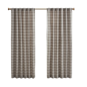 English Elm 1 Pcs Insulated Plaid Curtain Panel 50X108" With Fleece Lining For Cozy Energy Efficiency In Brown B035P319833