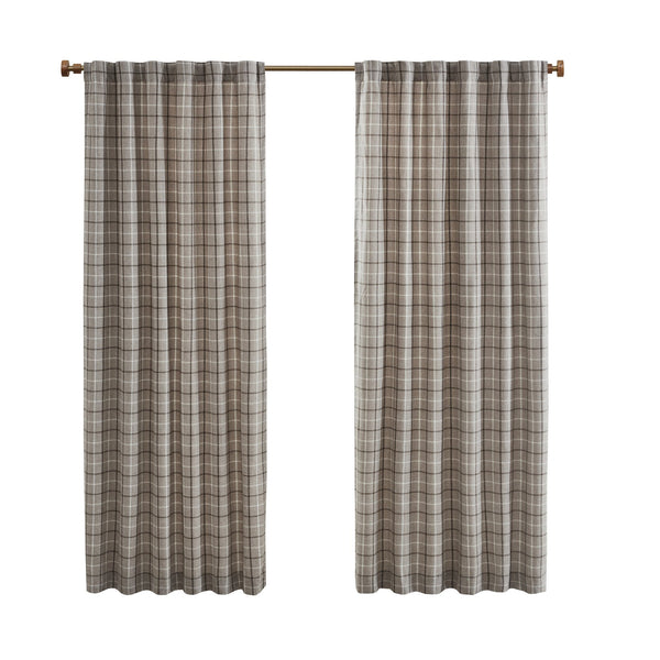 English Elm 1 Pcs Insulated Plaid Curtain Panel 50X108" With Fleece Lining For Cozy Energy Efficiency In Brown B035P319833