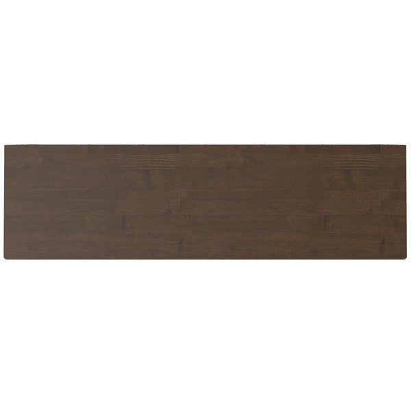 English Elm Harper Walnut Brown 3-Door Sideboard Buffet – Solid Rubberwood, Mid-Century Tapered Legs, Storage B136P235248
