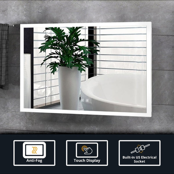 English Elm Aurorium Led Bathroom Vanity Mirror with Defogger and Touchscreen Controls B2731P478347