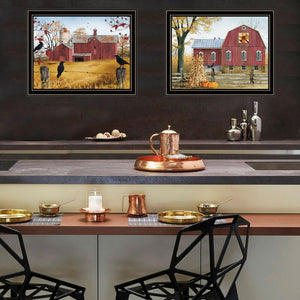 English Elm Trendy Decor 4u Autumn Barn Farmhouse Framed Art Set Rustic Americana Two Panel Wall Print B067P254077