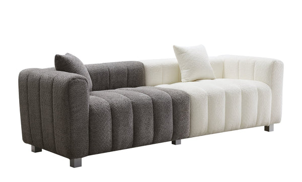 English Elm 87.4'' Bubble Velvet Three Seat Sofa with Metal Legs and Pillows for Modern Living W2795S00004
