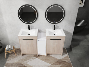 English Elm 60 Inch Freestanding Bathroom Vanity With Ceramic Sink, Soft-Close Doors & Ample Storage Space W999S00316