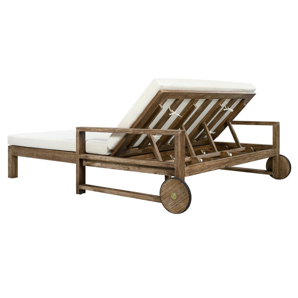 English Elm Trexm Solid Acacia Outdoor Daybed Farmhouse Slatted Frame with Adjustable Backrest TM000011AAA