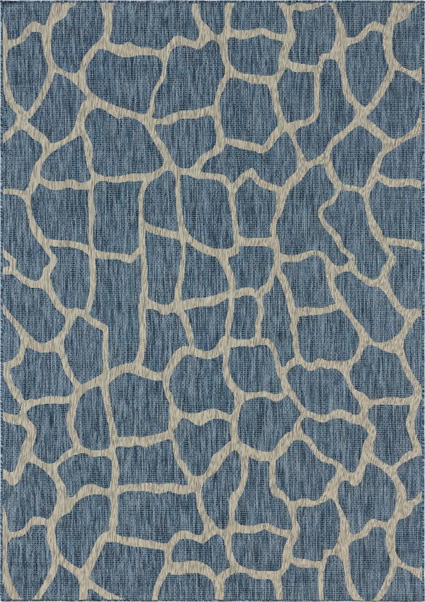 Unique Loom Outdoor Safari Giraffe Machine Made Animal Print Rug Blue, Gray 7' 1" x 10' 0"