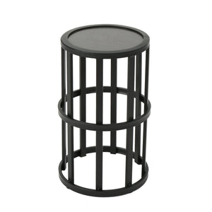 English Elm Christopher Knight Home® - CARLO Grey+Black Ceramic Tile Side Table with Powder-Coated Iron Frame – Lightweight Patio Accent 62203.00BLK