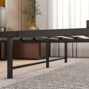 English Elm Full Size Metal Bed Frame with RGB Headboard, USB Charging, 10.6" Under-Storage, Quiet Assembly W840P201068